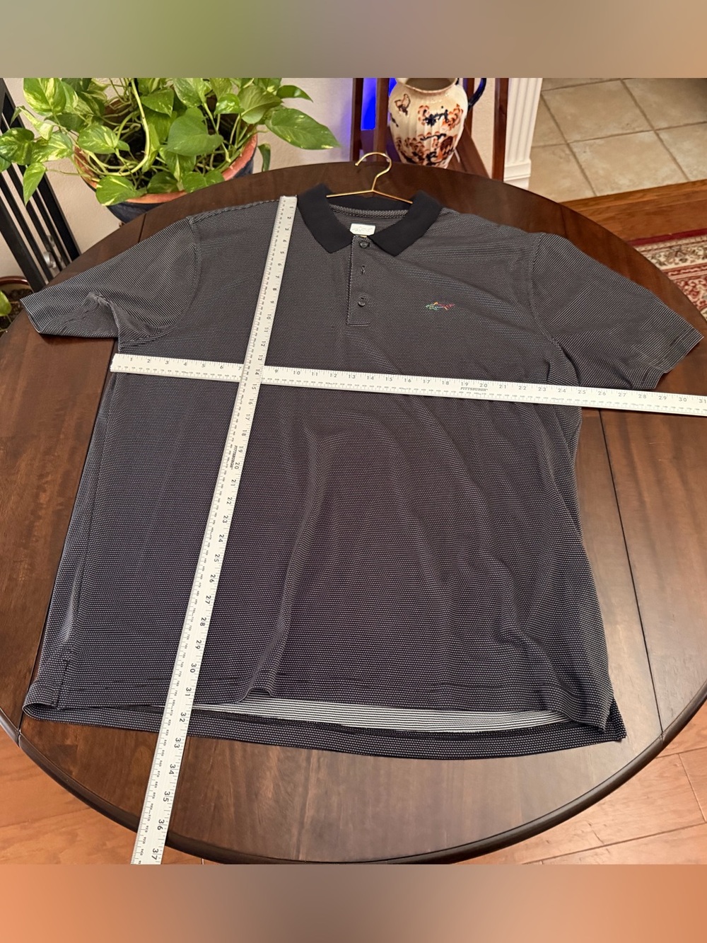 Greg Norman Collection Black Micro-Pattern Polo with Contrast Collar